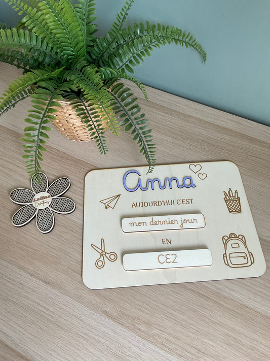 Plaque souvenir personnalisée « Premier & Dernier jour d'école »