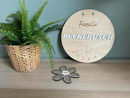 Plaque familiale personnalisée en bois