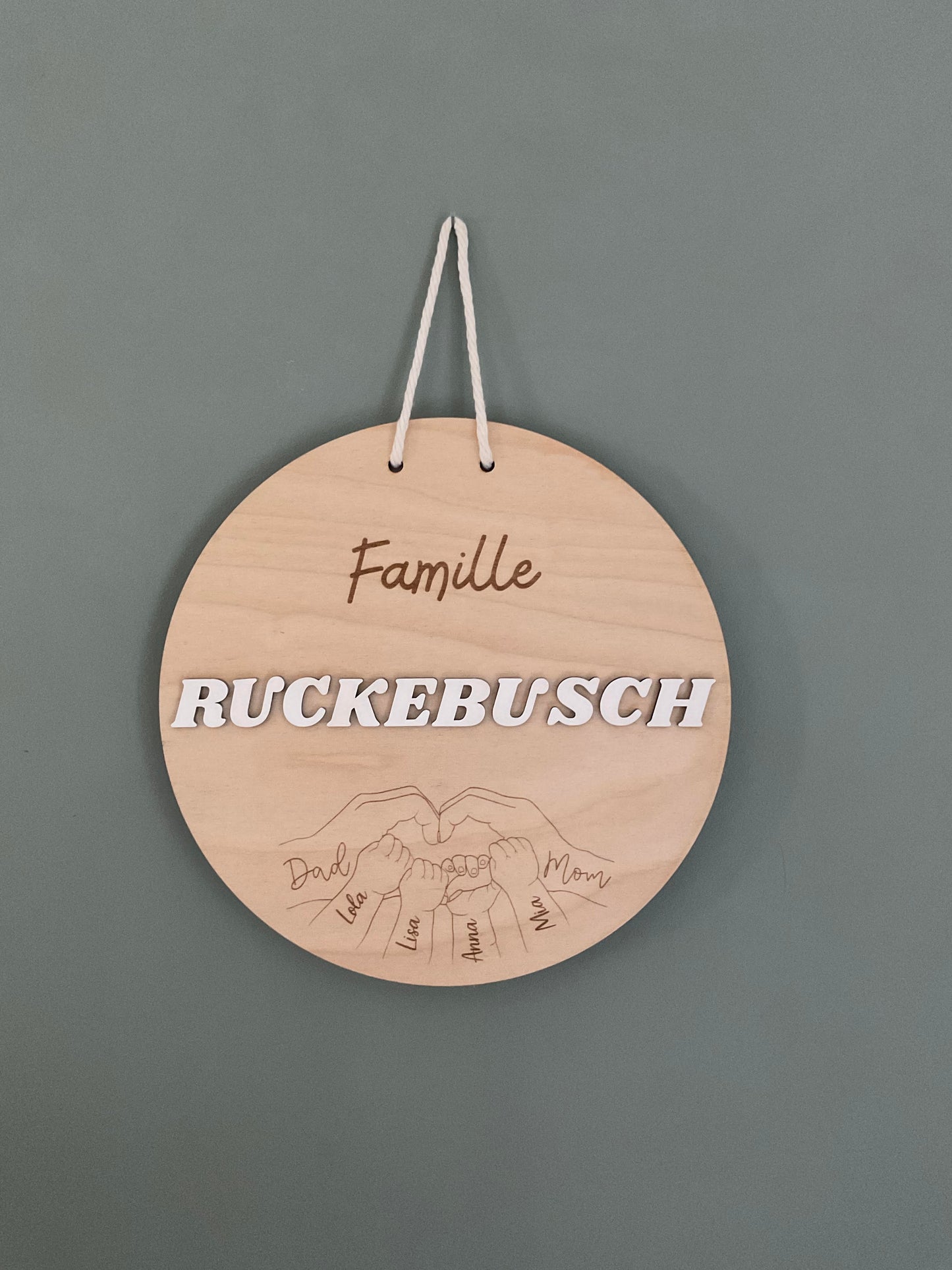 Plaque familiale personnalisée en bois